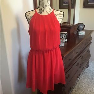EUC Red Lined Mini Sundress